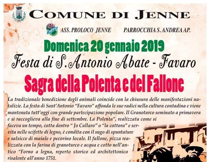 Tradizione, cultura e fede a Jenne con la Festa di Sant’Antonio Abate – Favaro