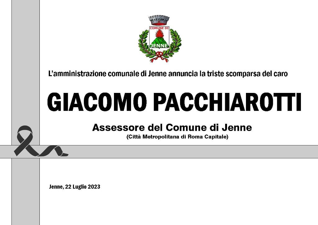 Lutto a Jenne per la scomparsa dell’Assessore Giacomo Pacchiarotti