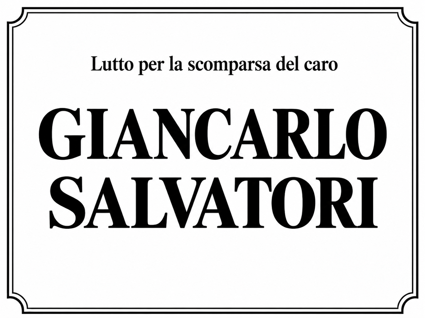 Lutto per la scomparsa del caro Giancarlo Salvatori